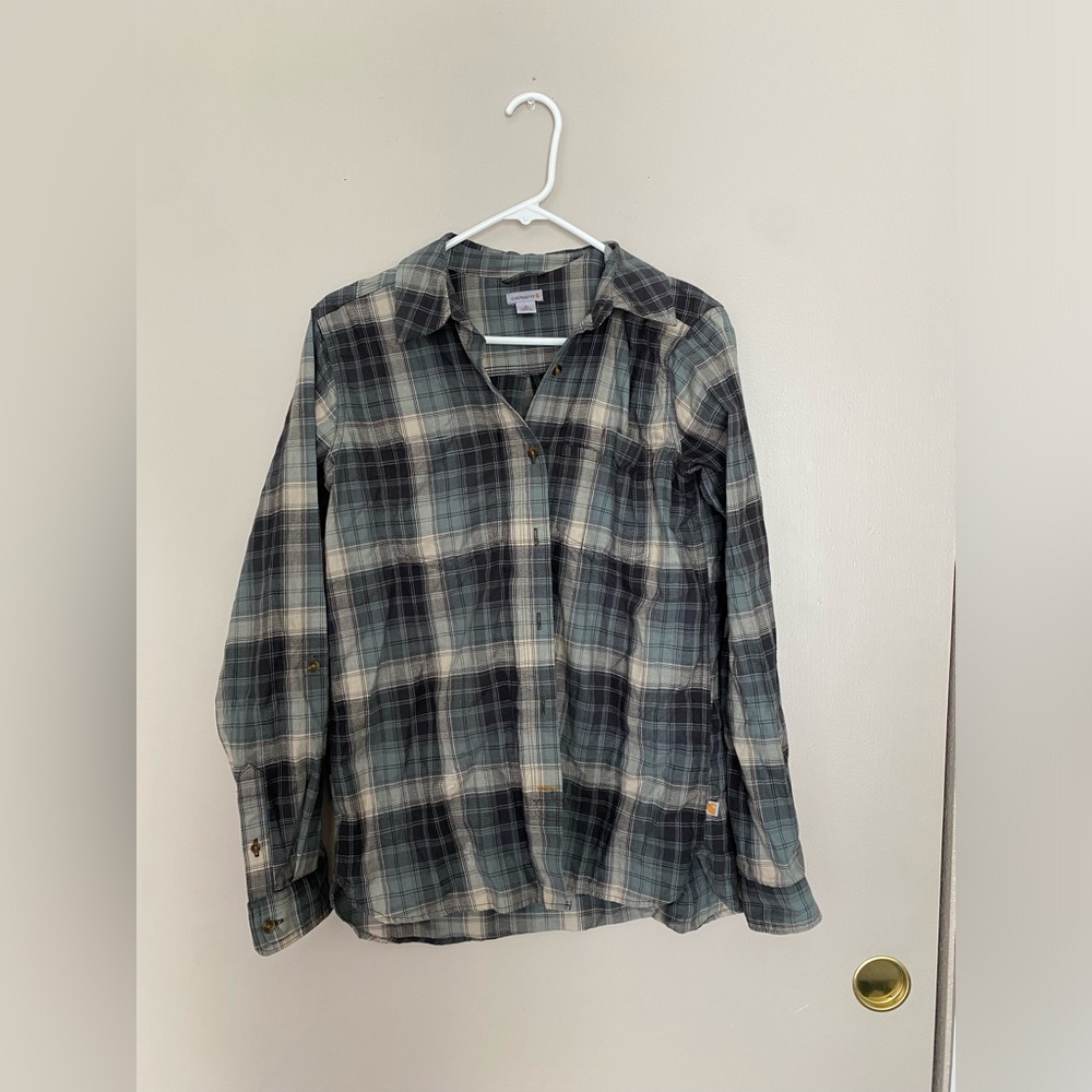 Carhart button up, plaid shirt, size small